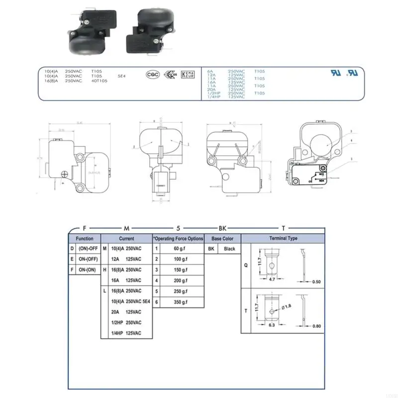 U0DE 마이크로 안티 틸트 덤프 스위치 안전 16A 가스 히터용 마이크로 안티 틸트 스위치