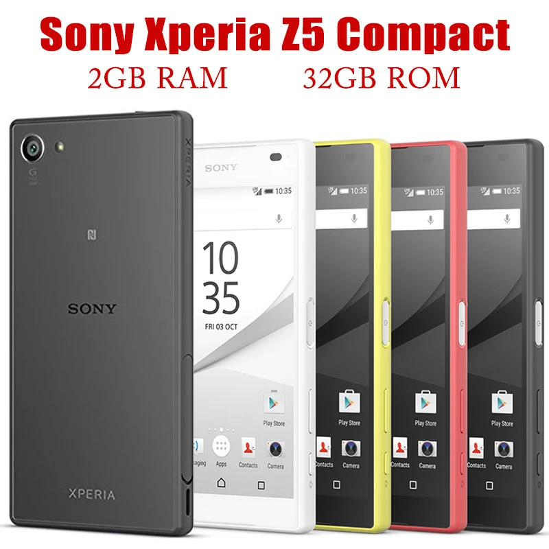 Sony-xpaiz5コンパクトAndroidスマートフォン、4g mobile、4.6インチ、2GB RAM、32GB rom、オクタコア、e5823、SO-02Hロック解除、携帯電話、オリジナル