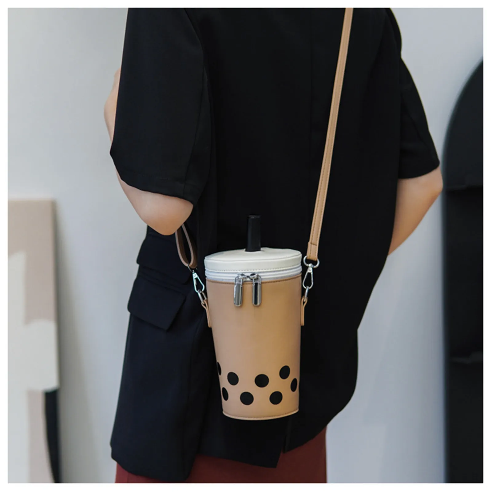 Personalized Bag for Women New Trend Cute Cartoon Milk Tea Cup Shaped Bags Small Pu Bucket Bag Shoulder Bag Lady Crossbody Bags