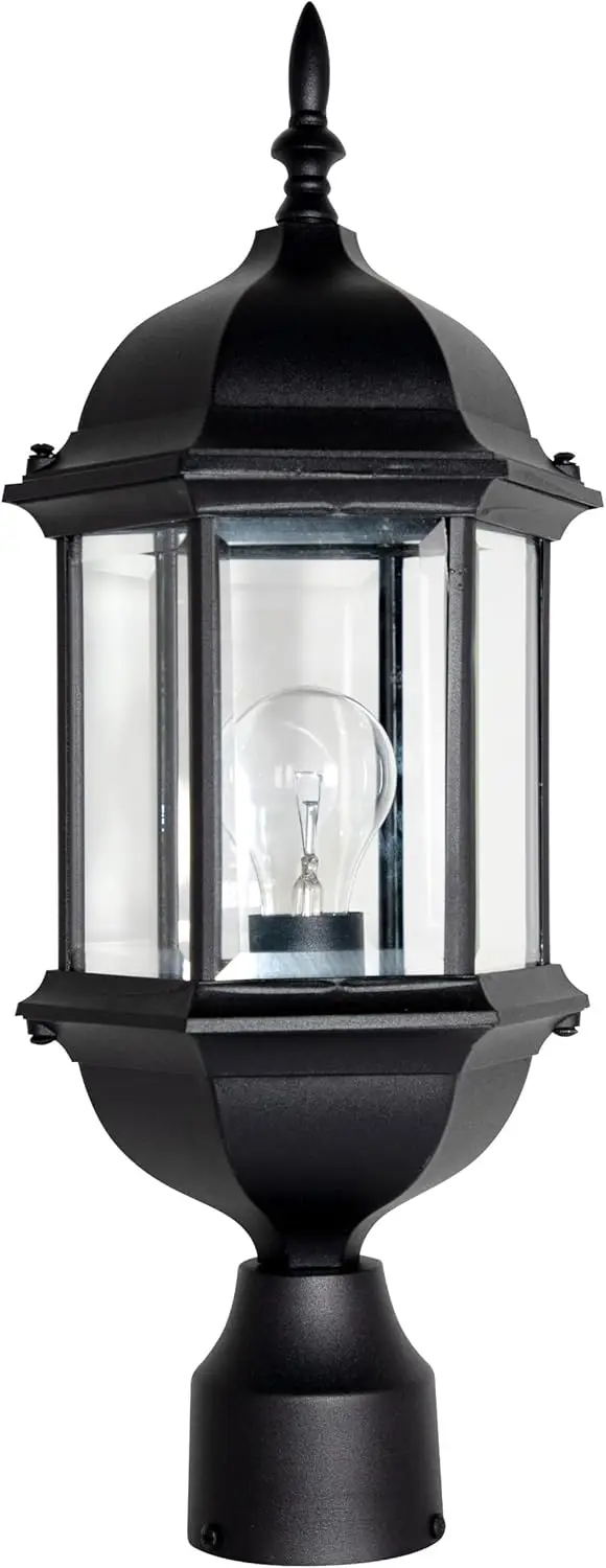 

20-дюймовый черный уличный фонарь на столб с прозрачным стеклом, конструкция из литого алюминия для использования в непогодных условиях