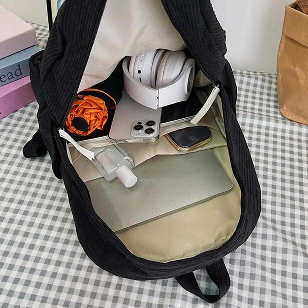 حقيبة مدرسية جمالية سوداء للفتيات ، حقيبة كتب للطلاب في سن المراهقة سروال قصير ، حقيبة نهارية للسفر بسعة كبيرة ، حقيبة ظهر للكمبيوتر المحمول الجامعي