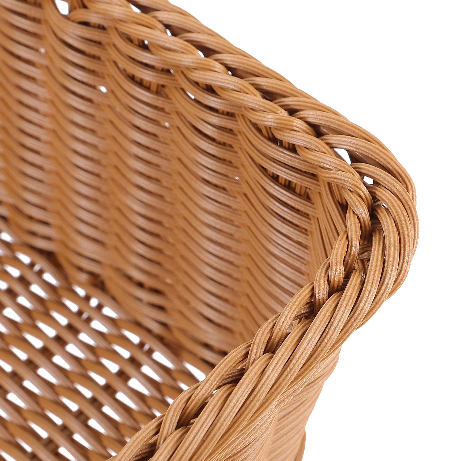 

1pc Imitation Rattan Basket Multifunctional Woven Basket Storage Organizer For Home Desktop Household Items