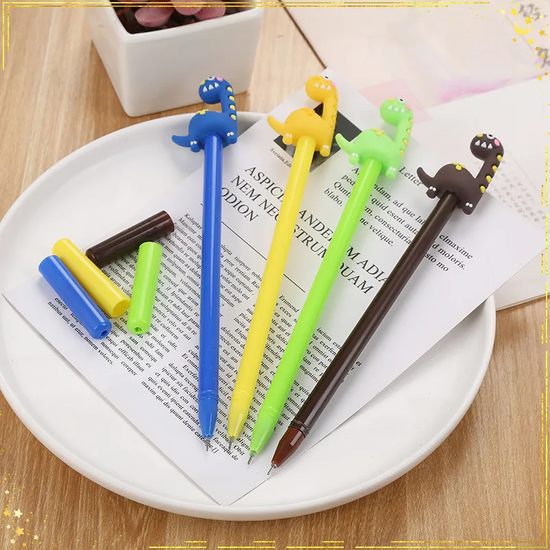 24 Pcs Creative Dinosaur Gel Pens Set for Students and Kids, with Long Neck and Cute Cartoon Office Supplies Writing Tools