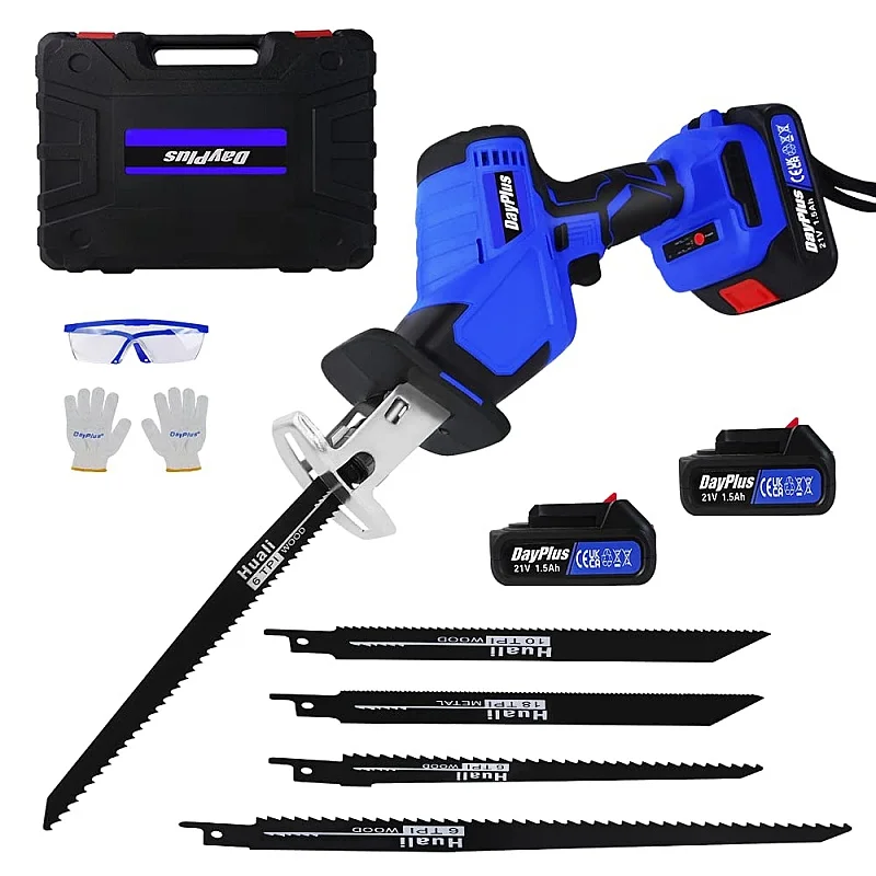 BRIEFNESS Sega a sciabola senza fili senza spazzole da 700 W Sega alternativa a batteria da giardino, con 2 batterie al litio Taglio PVC/Metallo/Ramo