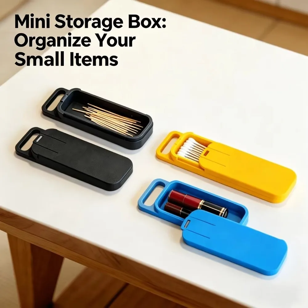 2pcs Portable Storage Case Mini Storage Box Plastic Sliding Lid Small Item Container Handle Compact Shape Pocket Storage Box