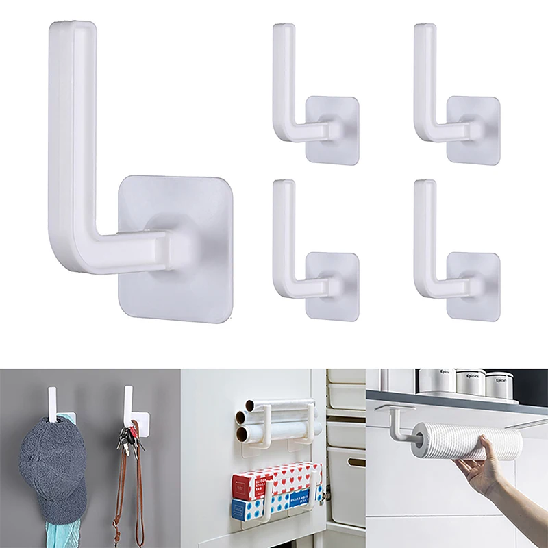 L-Shaped Hooks Non-Punching Plastic Behind The Door Hooks Adhesive Multifunctional Hanging Racks Kitchen Bathroom Storage Tool