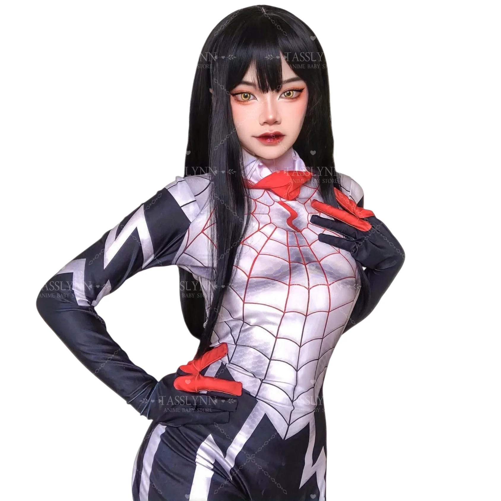 

Костюм Человека-паука Синди Мун из фильмов Marvel, шелковый косплей-боди, костюм Зентай для Хэллоуина для женщин