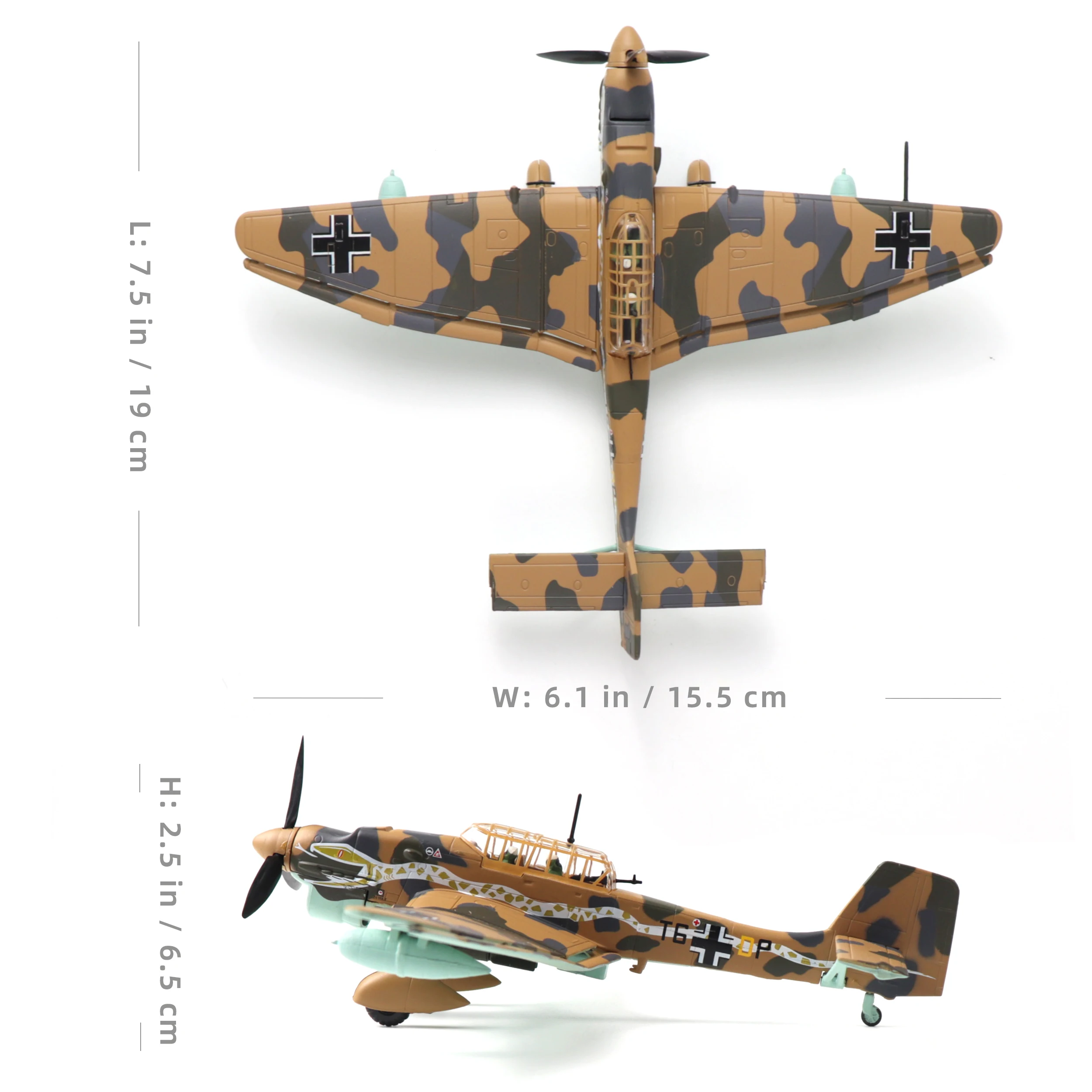 NUOTIE 1/72 Junkers Ju 87 Stuka German Classic Dive Bomber Diecast Model with Stand Prebuilt for Collection