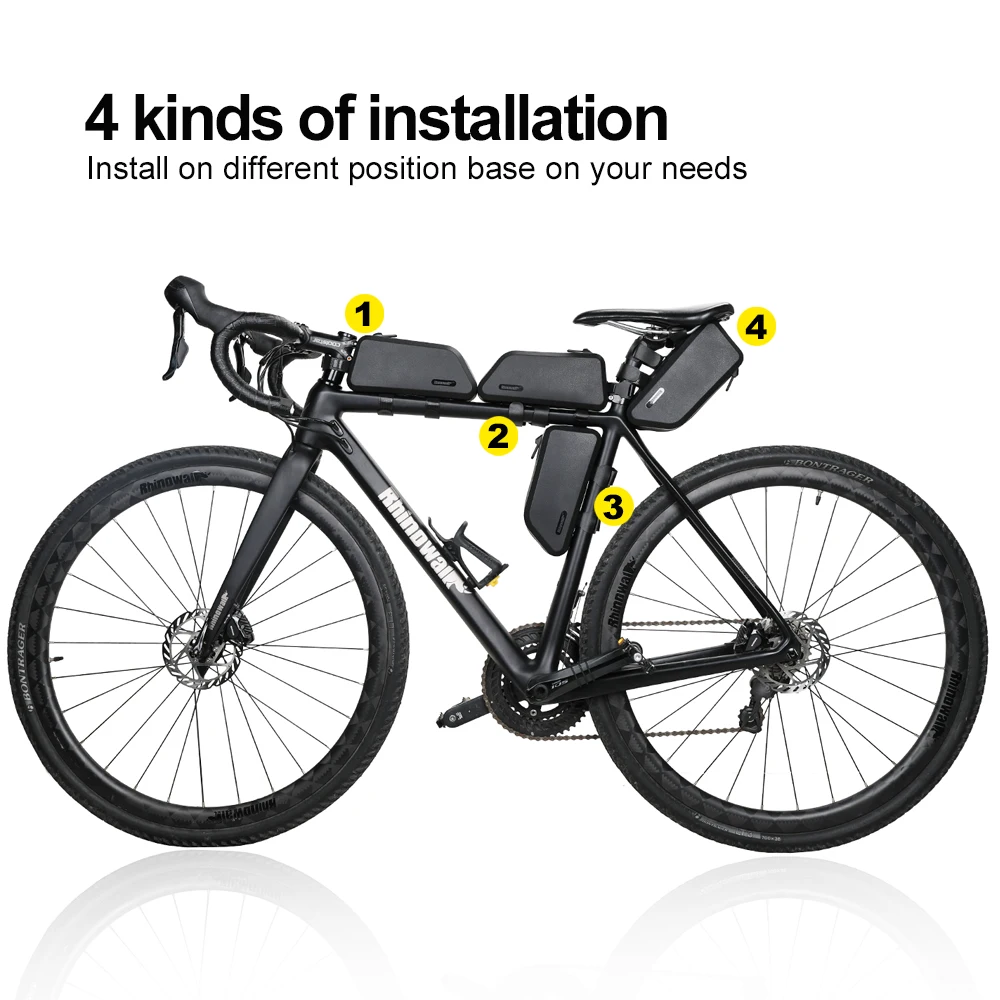 Rhinowalk Bicycle Top Tube Bag Waterproof Hard Shell Bike Front Bag Stable Cycling Frame Bag Bike Accessories for MTB Road bike