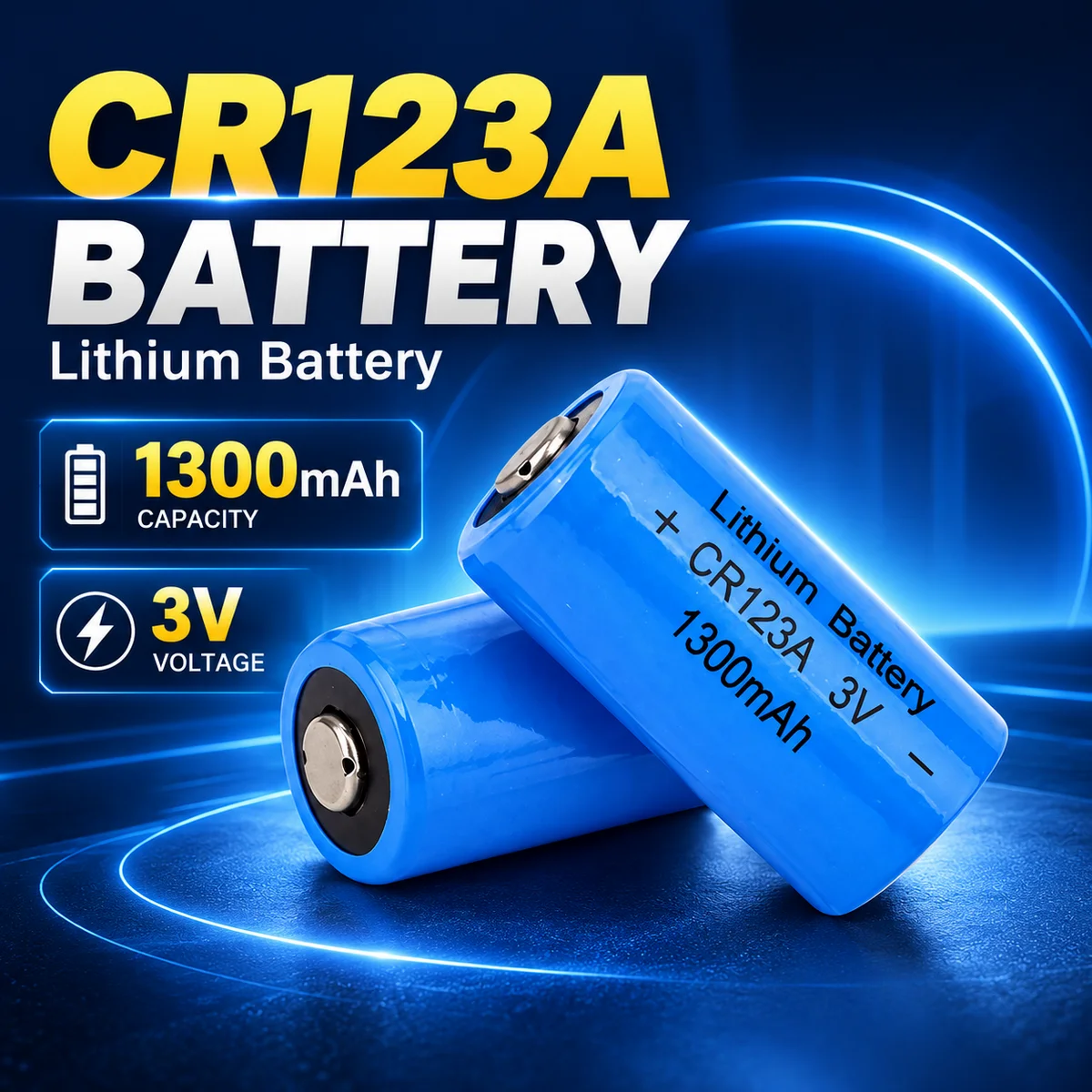 CR123A 3V 1300mAh Non-Rechargeable Lithium Battery for Digital Cameras, Wireless Mice, Calculators and Electronic Devices