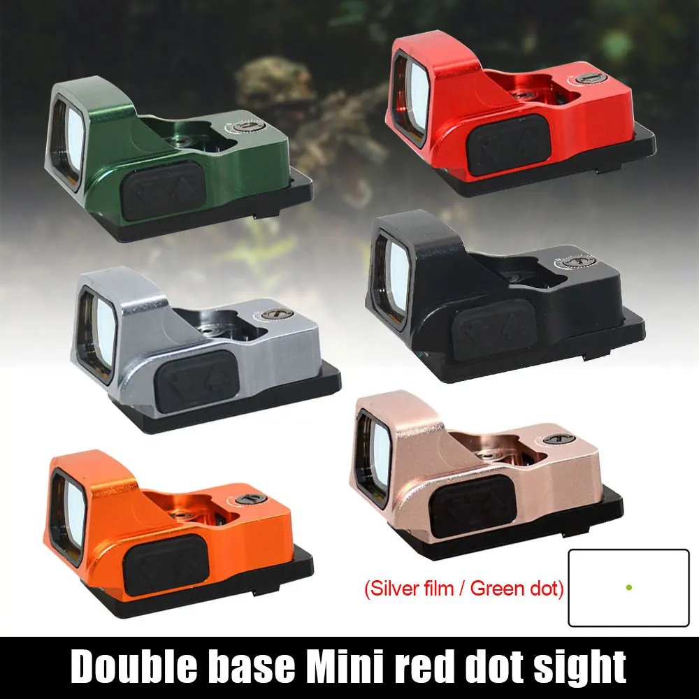 Tactical Holographic Mini Green Dot Point Sight 3MOA Hunting Optics Scope for Glock Pistol with Double base Universal Rail Mount