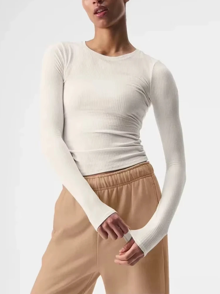 

Sports Long Sleeved T-shirts for Women Black Slim Pilates Tops Base Summer Tight Running Fitness Training Yoga Tees Workout Tops