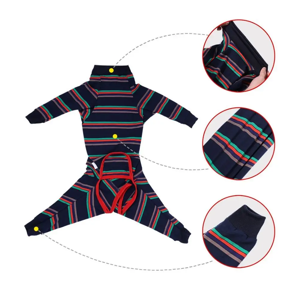 

Elastic Dog Physiological Suit Soft Breathable Stripe Dog Jumpsuit Dog Calming Shirt Dog Pajamas Dog Recovery Suit