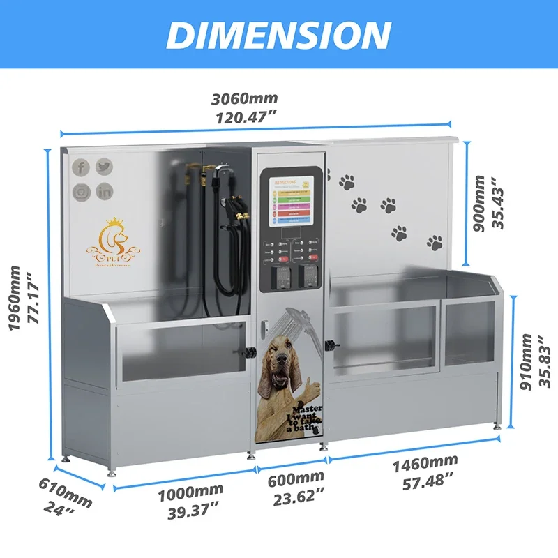 EUV PET Convenient Self-service-dog-wash-machine Pet Wash Station Self Service Cleaning Bathtub For Animal Dog Grooming Wash