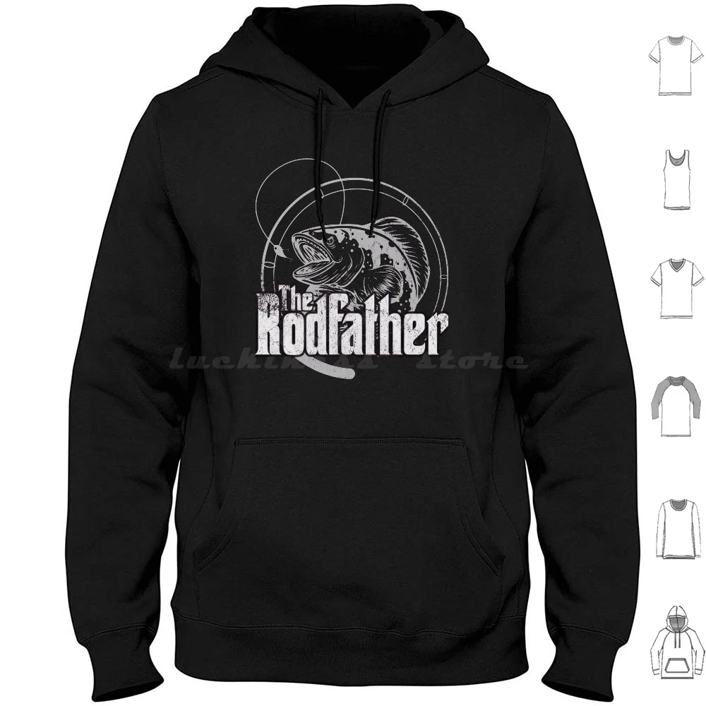 The Rodfather Funny Gift Essential Hoodie Cotton Long Sleeve Fishing The Rodfather Funny Fishing Fishing Humor Fishing