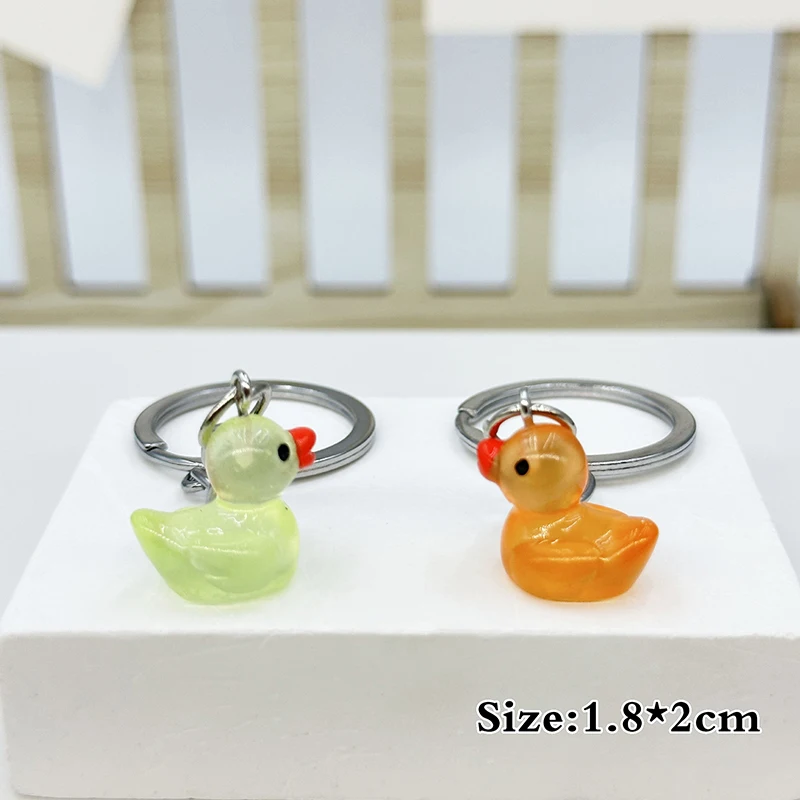 5Pcs Cartoon Luminous Colored Duck Pendant Keychain Backpack Hangings Charms Decoration Gifts image 5