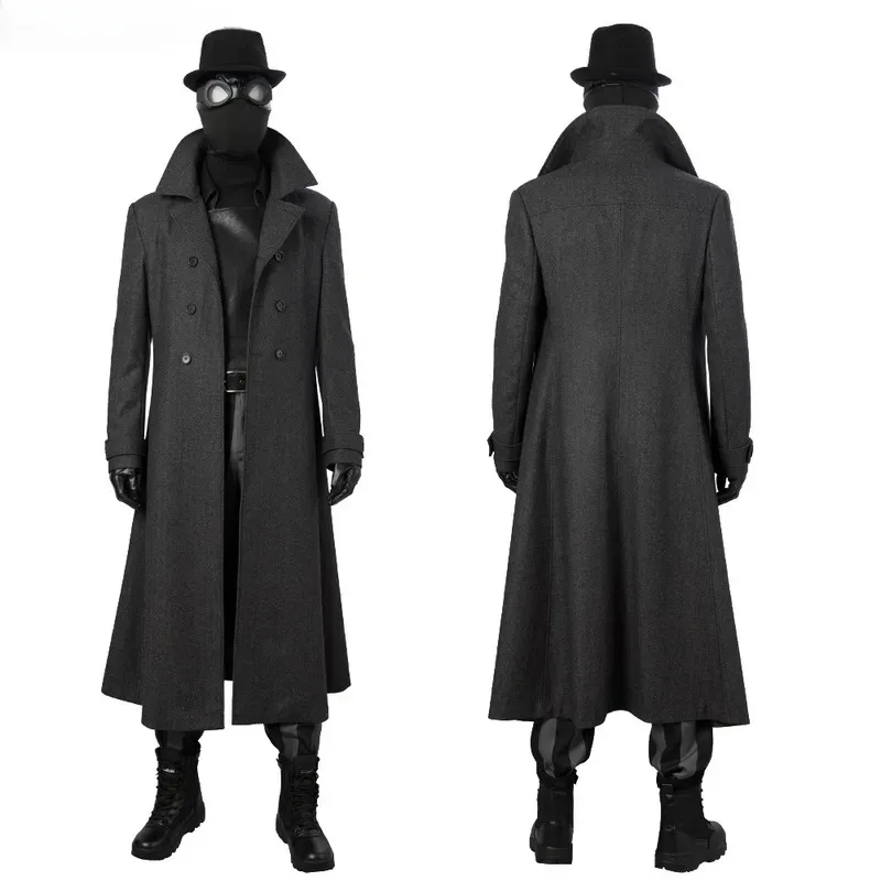

Black Man Noir Cosplay Costume Long Trench Coat Leather Vest Full Set and Individual Items Are Sold Superhero Halloween Costumes