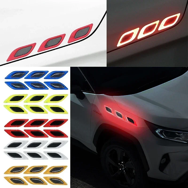 

Car Reflective StripsNew 6Pcs Carbon Fiber Car Sticker Truck Motors Anti-Scratch Safety Warning Stickers