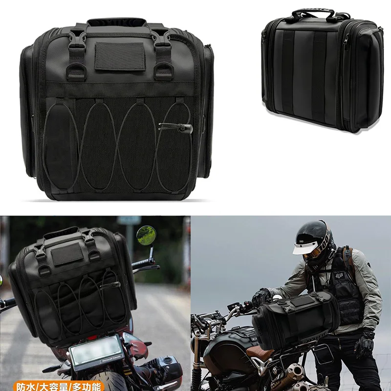 Motorcycle Tail Bag PVC Motorcycle Seat Bag Large-capacity motorcycle backpack Rear Seat Motorbike Storage Duffle Carry Bag