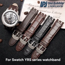 Dedicated Curved Interface Bracelet 21mm for Swatch Cowhide Watch Strap Men YRS403 YRS412 YRS402g Calfskin Watchband with Tools