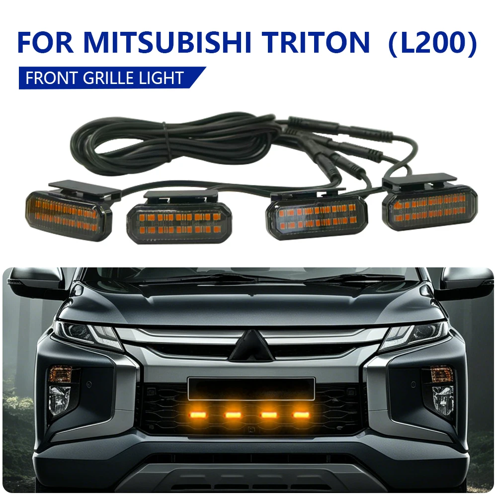 LED Front Grille Warning Lamp Special Car Mesh Installation Safety Alert Light Auto Exterior Mod Parts FOR MITSUBISHI TRITONL200