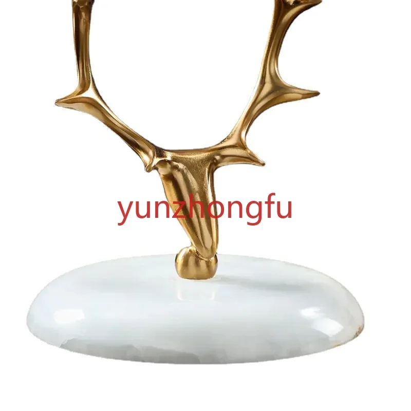 Pure copper deer head clock home living room mechanical desktop creative clock desk clock pendulum