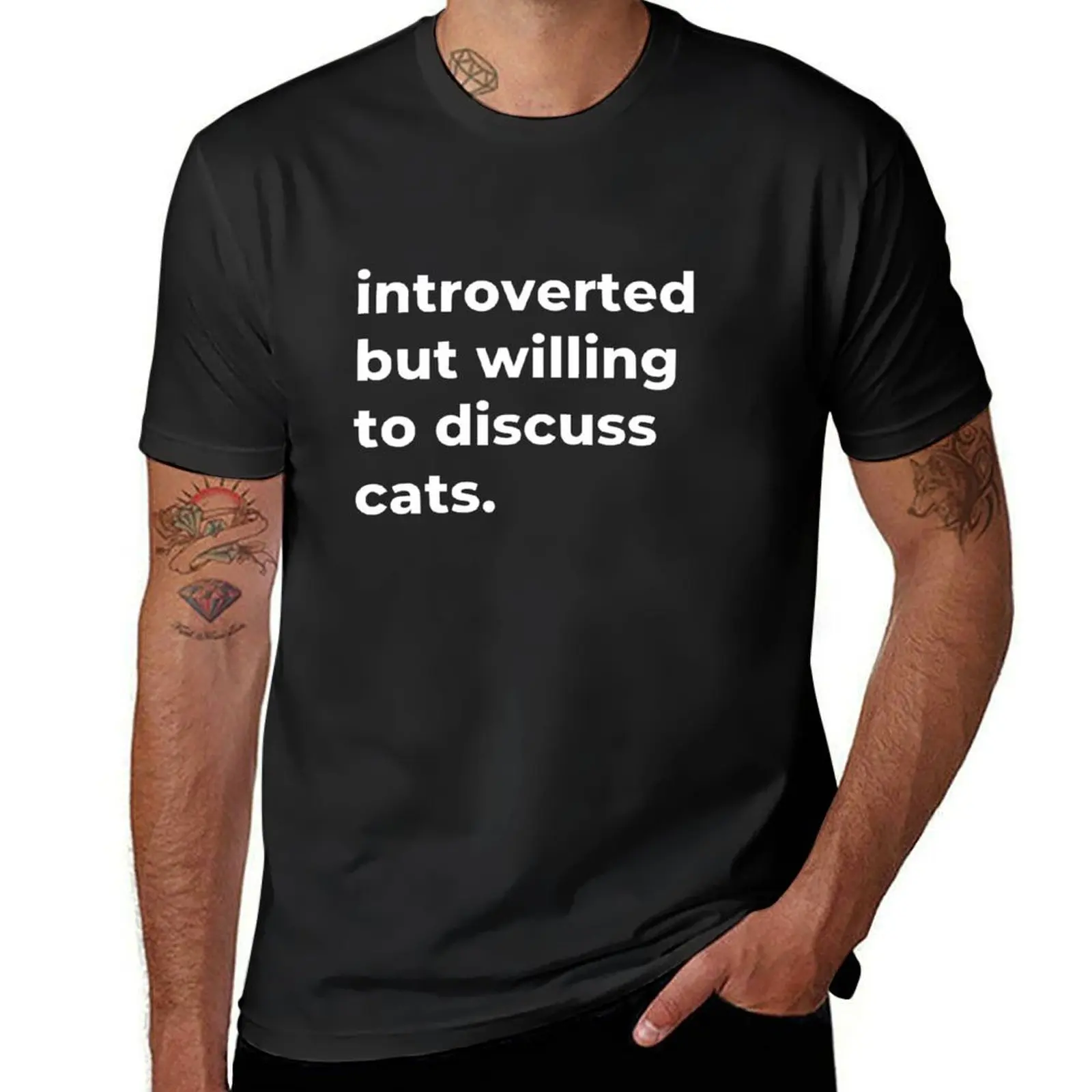 Introverted But Willing To Discuss Cats T-Shirt vintage quick drying Short sleeve tee men