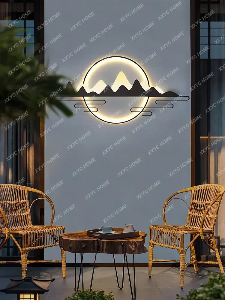 

Outdoor Wall Lamp New Chinese Style Courtyard Outdoor Waterproof Solar Villa Yard Exterior