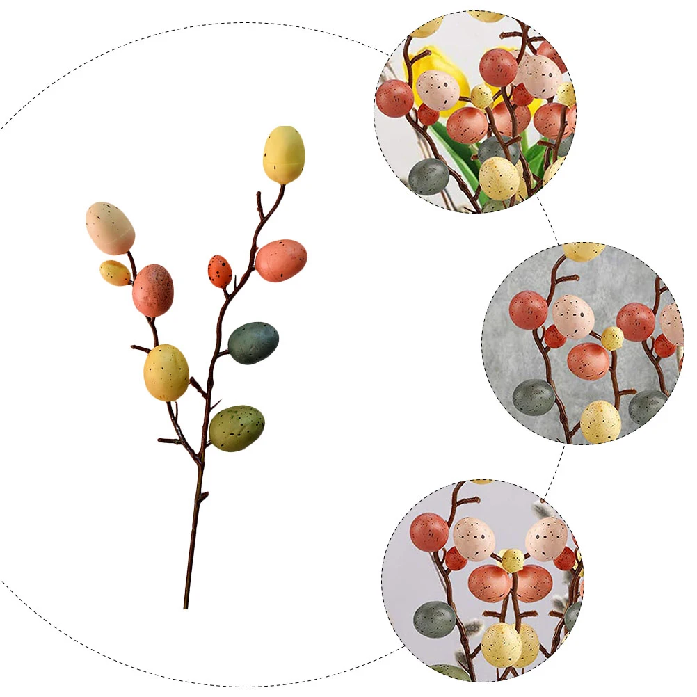 

4pcs Easter Egg Branch Decor Artificial Egg Tree Branch Easter Party Decoration Ornament Supplies Holiday Home Decor