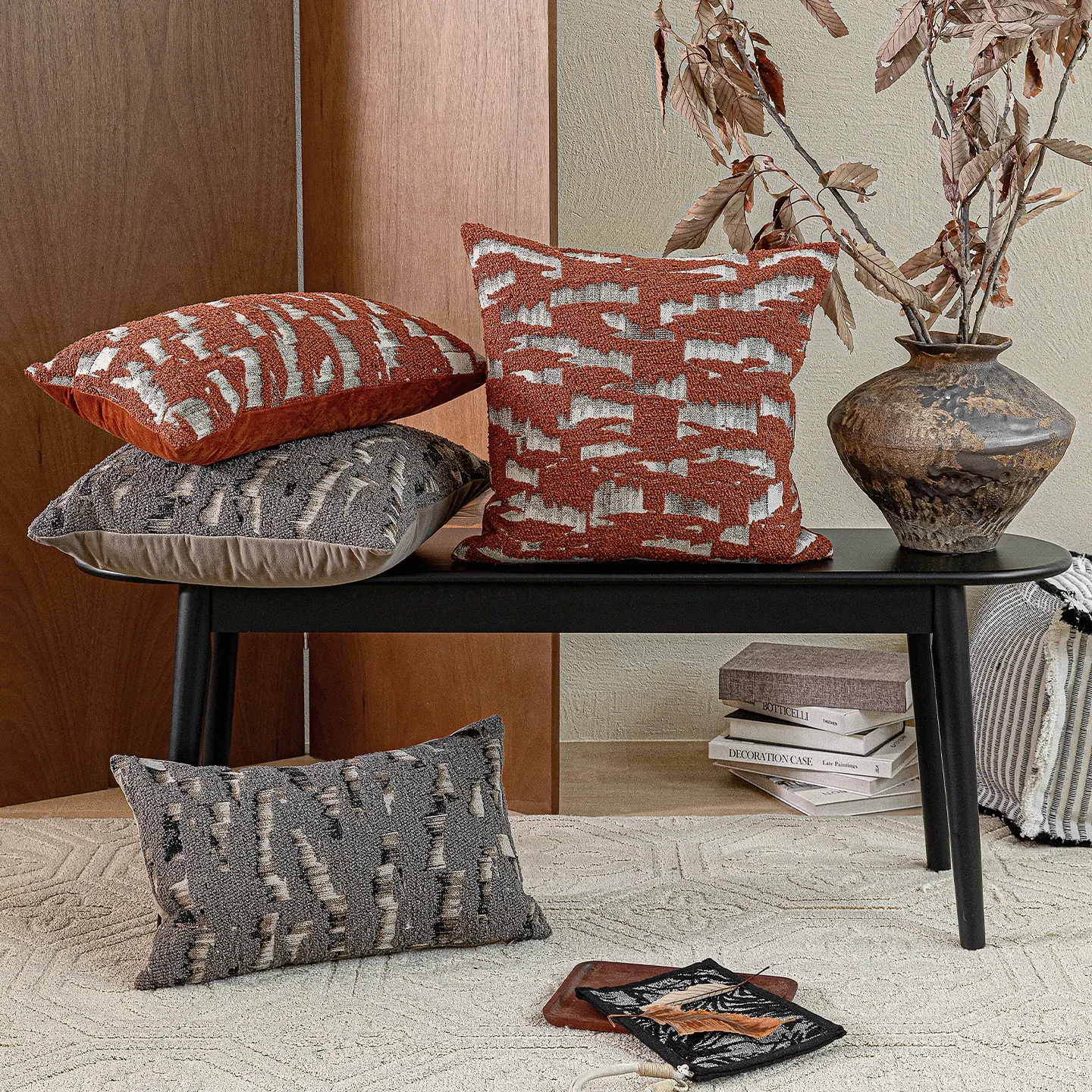 Design Luxury Cushion Cover 30x50 45x45cm Geometric Orange Square Pillowcase For Home Hotel Bed Living Room Sofa