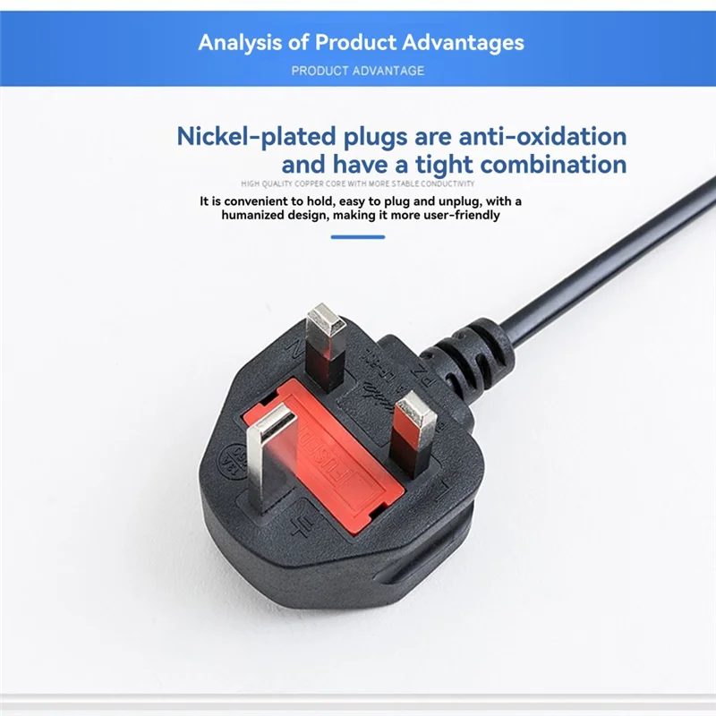 

A97I-With Fuse 1.5M Large British Standard British Style 8-Shaped Hong Kong Plug Camera Charger Power Cord