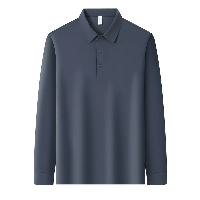 

Men's Cotton T-shirt Spring And Autumn New Long-sleeved T-shirt Men Lapel Loose Polo Shirt