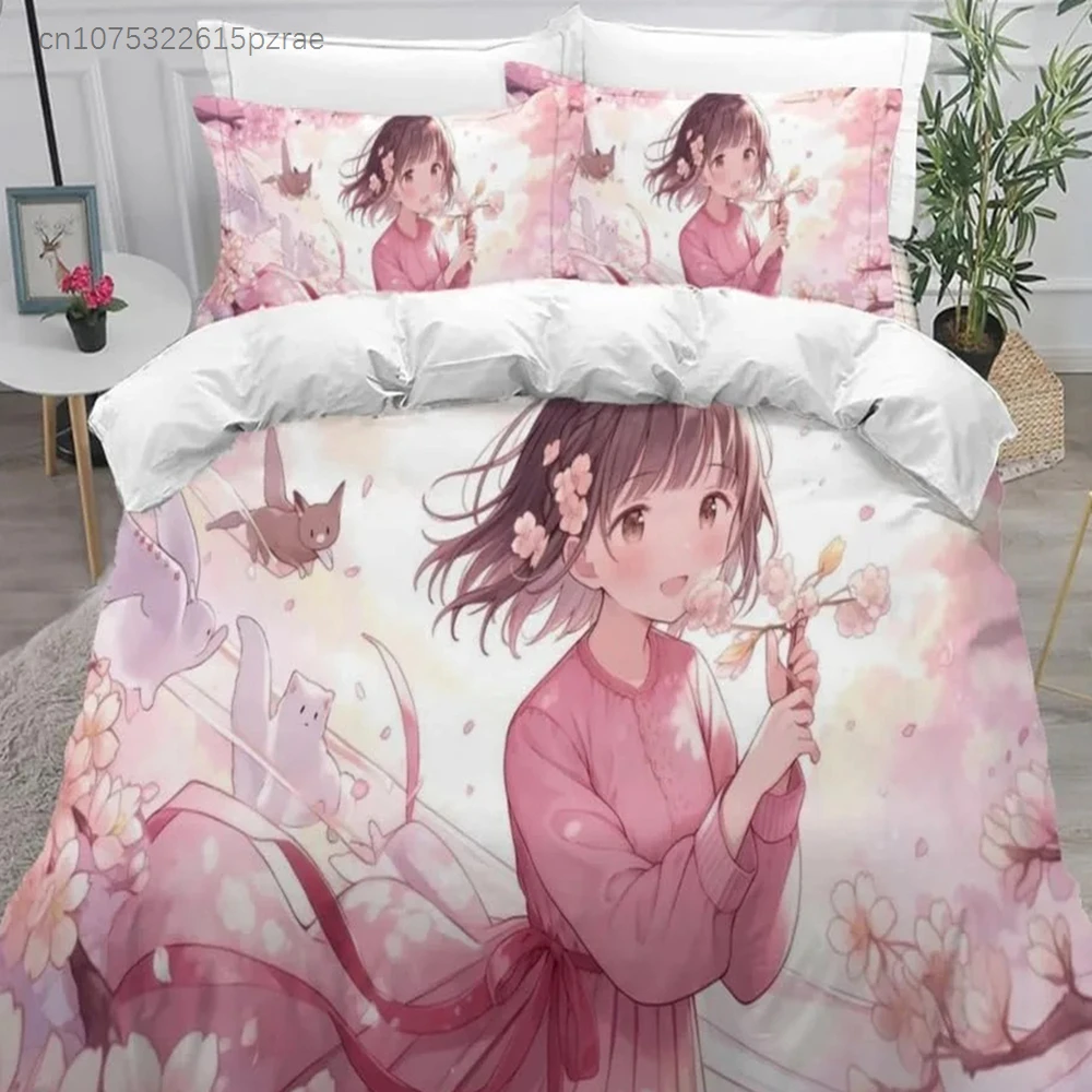 Anime Girl Bedding set, Japanese Manga Duvet cover, ultra-fine Fiber Duvet cover, Adult And children's Duvet Cover Pillowcase