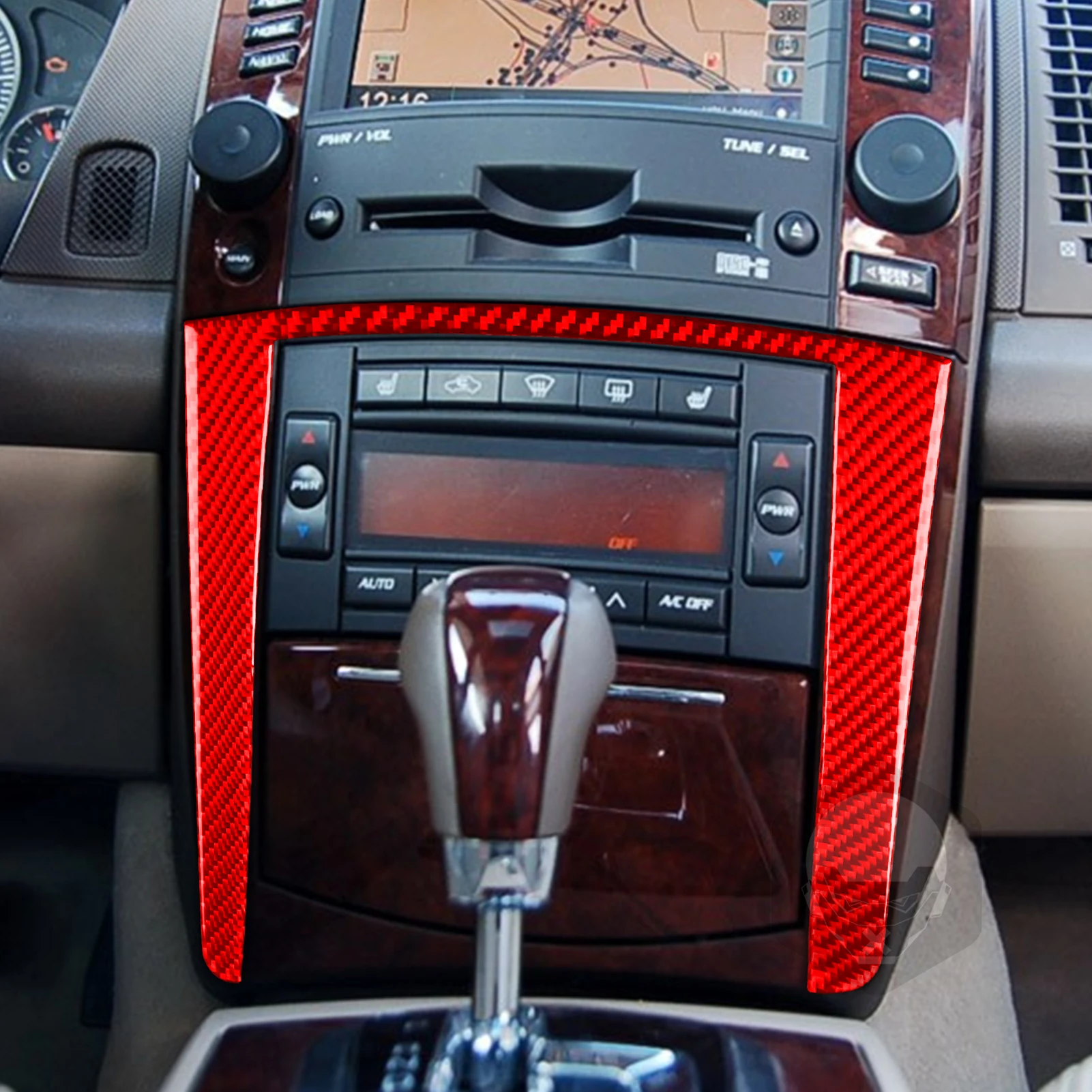 

Для Cadillac CTS 2003-2007 красное углеродное волокно, центральная консоль, переключение передач, воздуховыпускная панель, набор отделки, аксессуары для салона автомобиля, наклейка