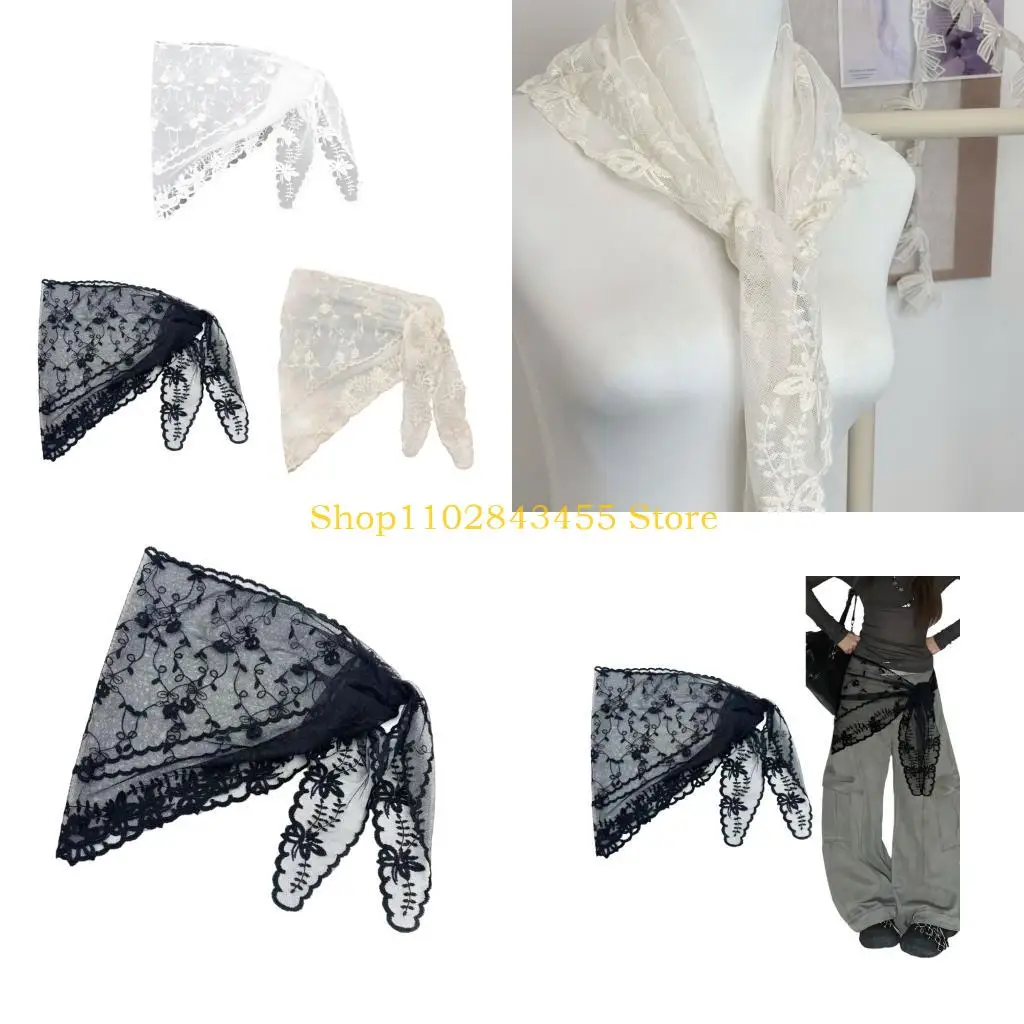 

49MC Triangle Lace Trim Half Skirt High Waist Skirt Delicate Lace Waist Cincher With Sheer Easy To Wear And Maintain