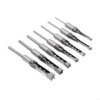 7Pcs Square Hole Mortise Drill Bit Set HSS Woodworking Bits Storage Case