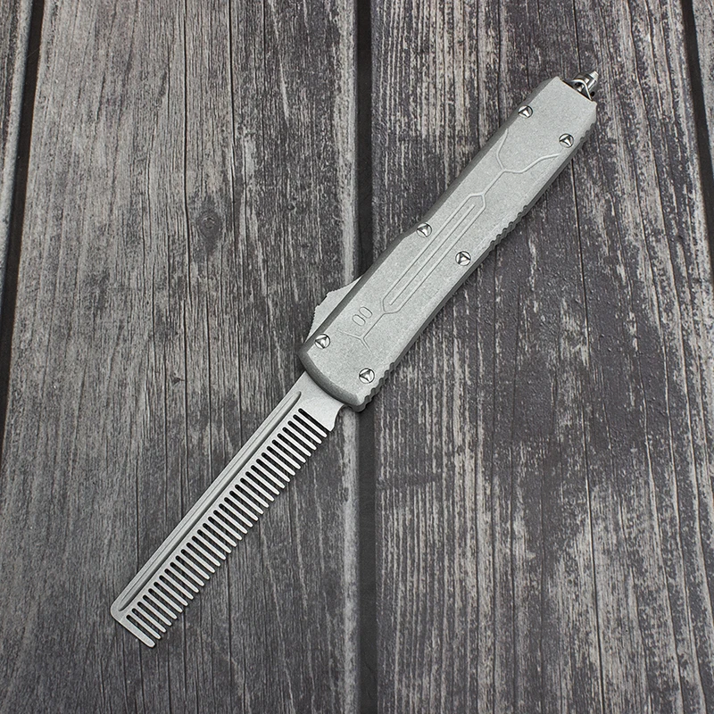 UT Tactical Beard Comb Custom OTF Excellently Designed Stone Washed Aviation Aluminum Handle Pocket Cool EDC Tools