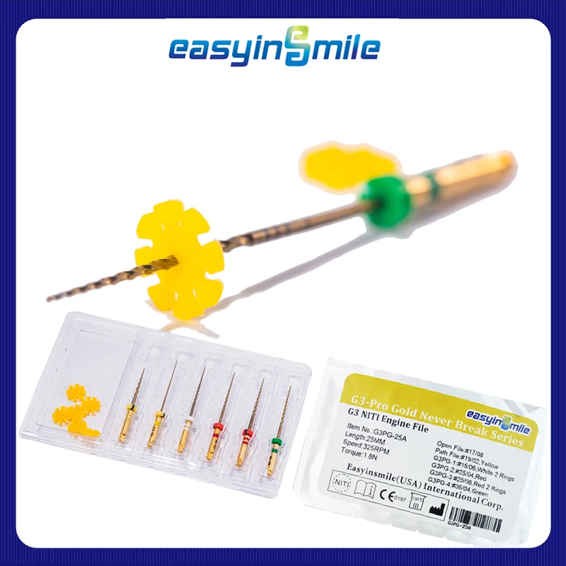 

6 шт. Easyinsmile эндодонтические X3 G3-Pro NiTi конические роторные напильники для двигателя корневых каналов для стоматологического двигателя, инструмент для стоматолога 21/25/31 мм