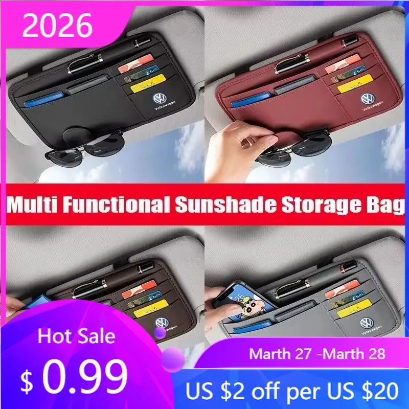 

VW GTI GOLF 2026 Горячая для VW VOLKSWAGEN Автомобильный солнцезащитный козырек, зажим для очков, сумка для хранения для Volkswagen Tiguan Rocco Touran Caddy S