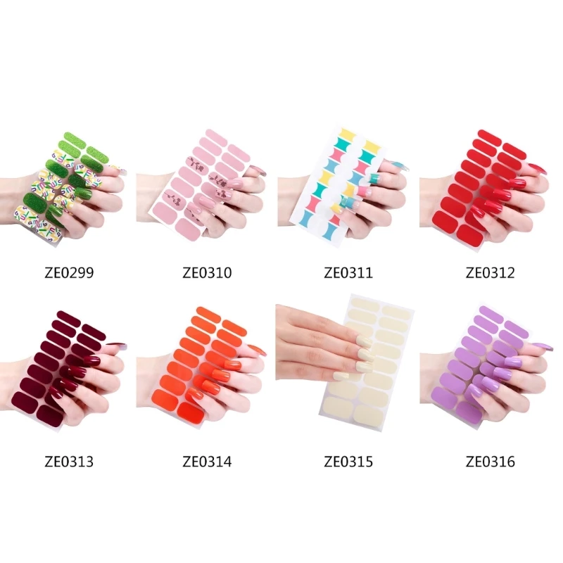 16 Strips Polish Strips Stickers UV Lamp Required Polish Wraps Art Stickers for Women Girls Dropship