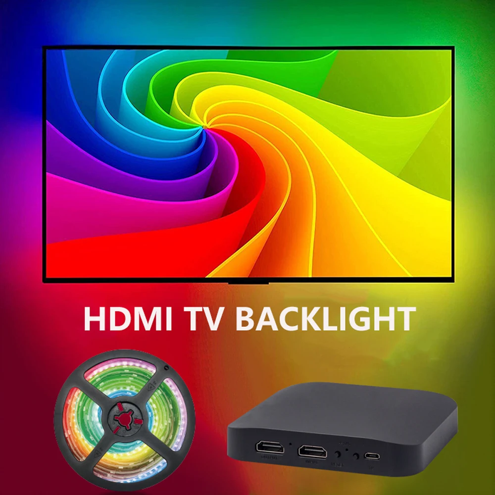 Tira de luces LED RGB para retroiluminación de TV, lámpara ambiental de sincronización de música con pantalla HDMI 5050, cinta de diodo de 5V para