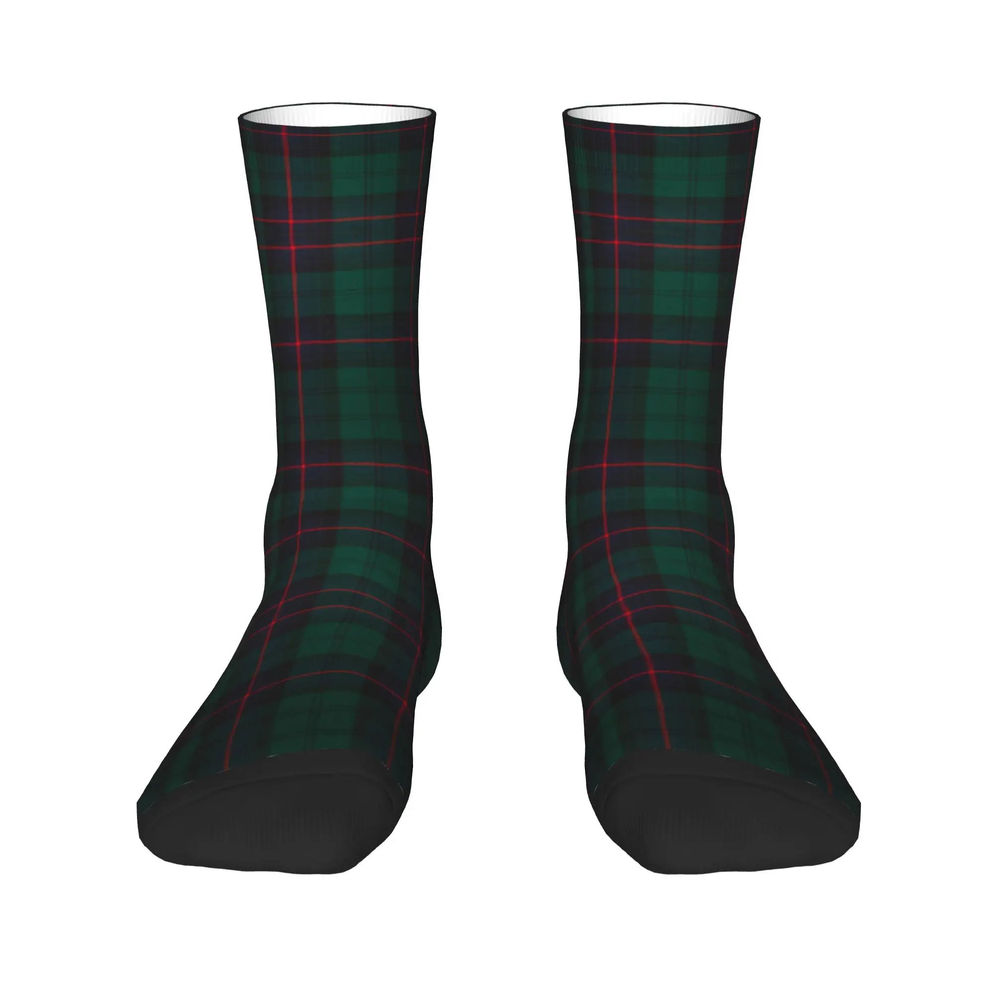 Custom Modern Tartan Plaid Dress Socks Mens Womens Warm Fashion  Crew Socks