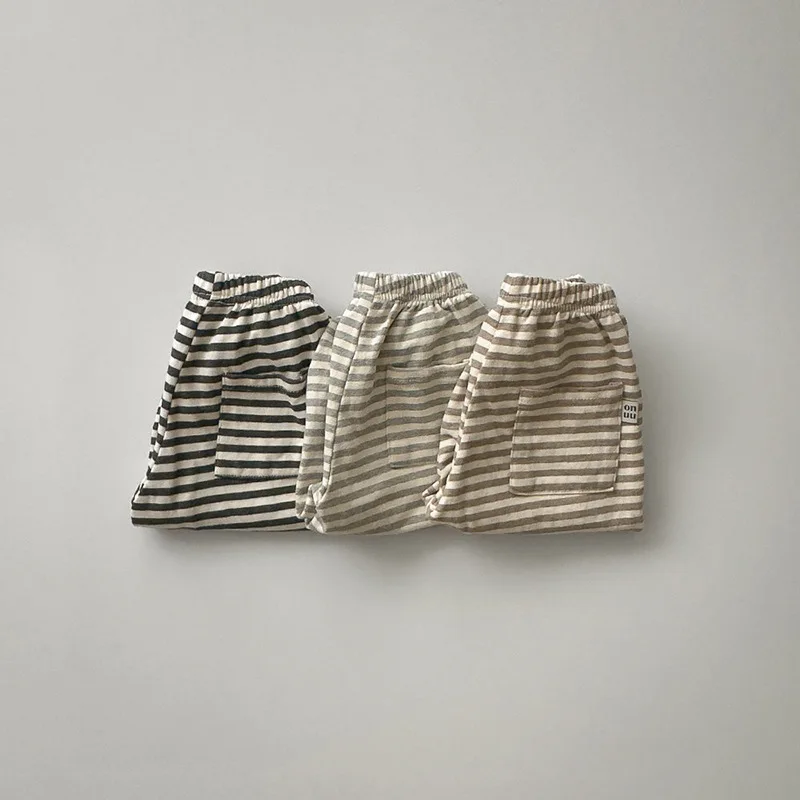 

2026 Spring New Children Loose Trousers Cotton Kids Girls Casual Pants Fashion Boys Striped Harem Pants Toddler Sweatpants