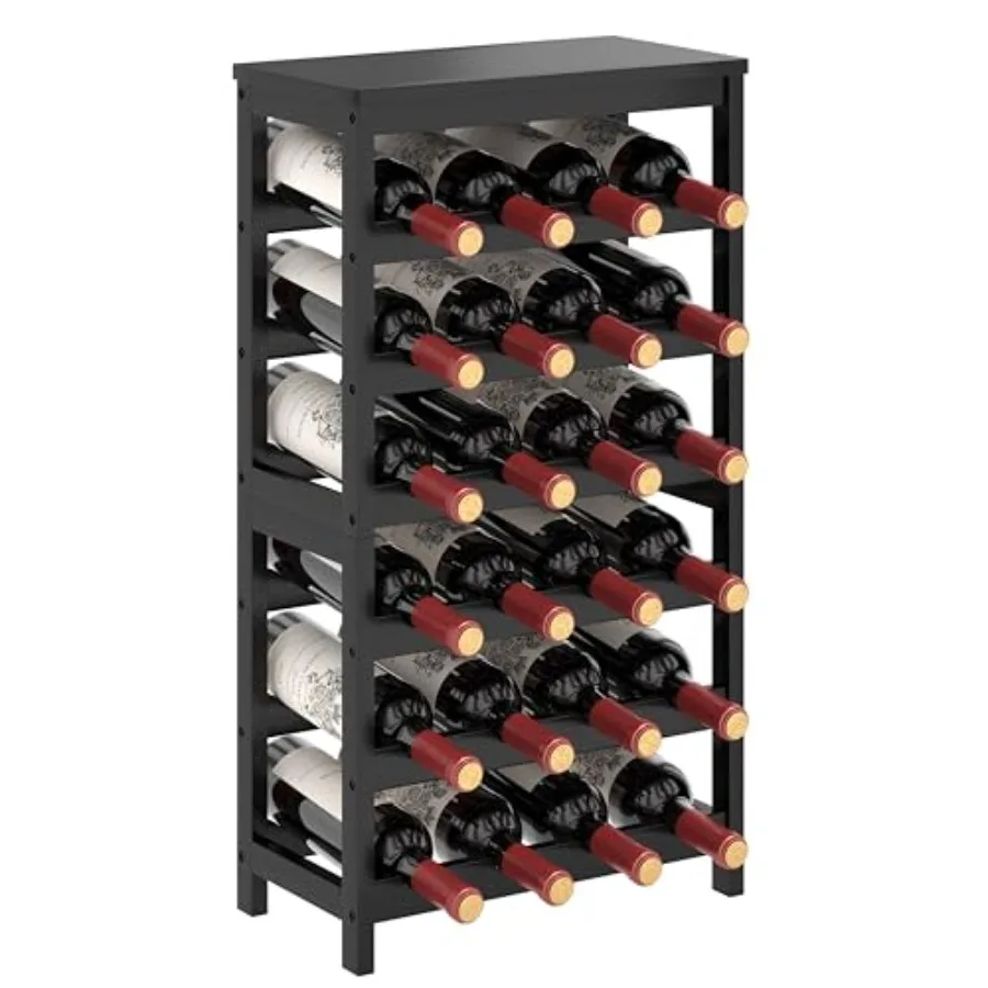 

6 Tier Bamboo Wine Rack Freestanding Floor, Wine Storage Shelves with Table Top, Stackable Wine Display Rack for Kitchen, Bar,