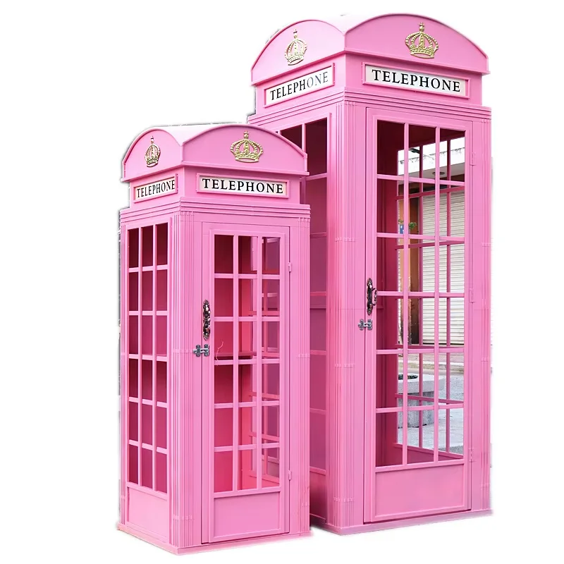 High Quality Pink London Street Telephone Booth Hidden Soundproof Single Phone Booth