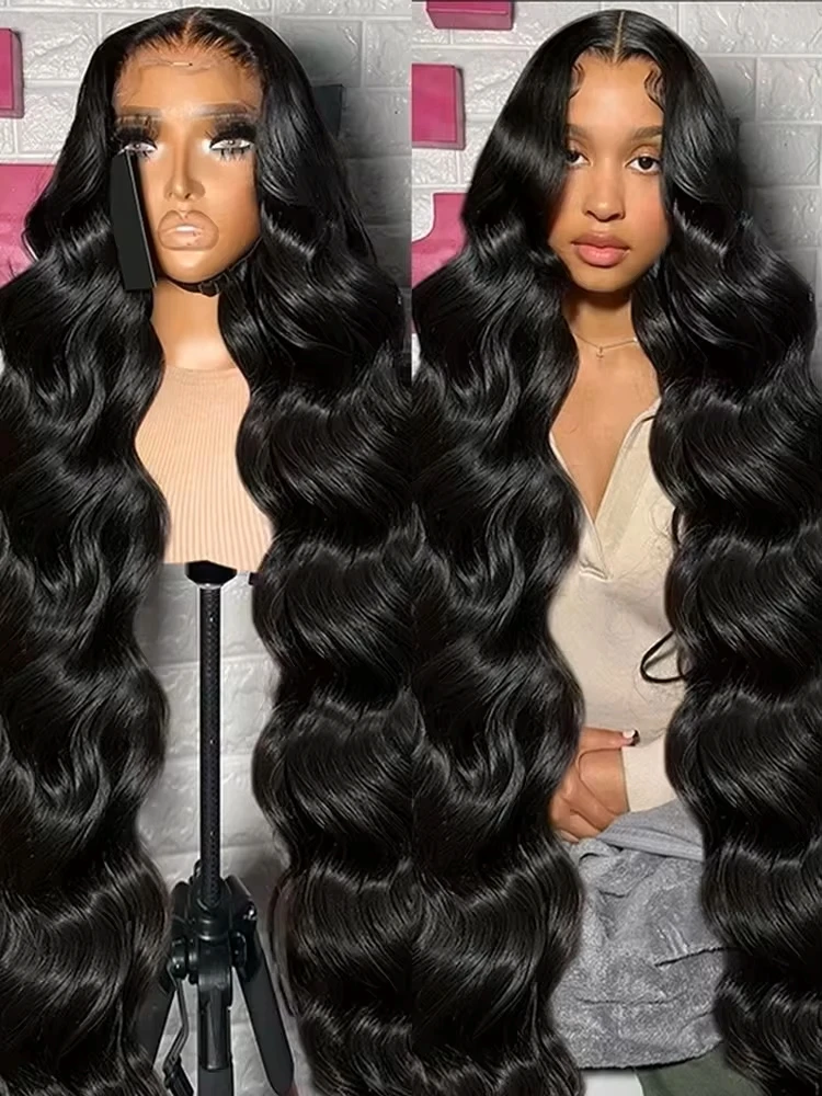 

250 Density Body Wave 13x4 HD Transparent Lace Front Human Hair Wigs 13x6 Lace Frontal Wigs 30 40 Inch Pre Plucked For Women