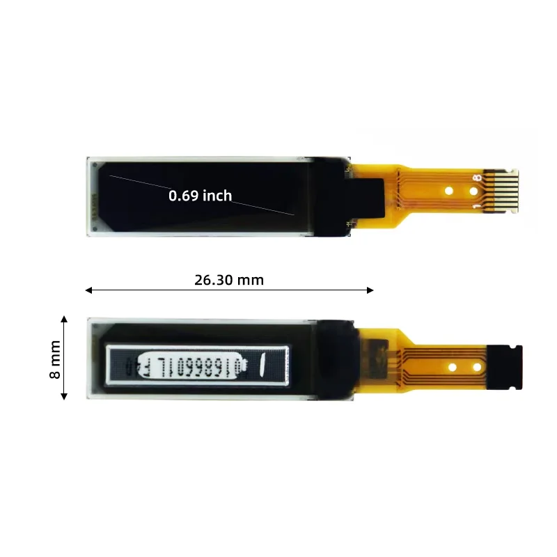 Módulo de pantalla OLED SSD1315 de 0,69 pulgadas, pantalla monocromática blanca de 96x16, interfaz I2C, cabezal de 8 pines, módulo de pantalla LCD pequeño