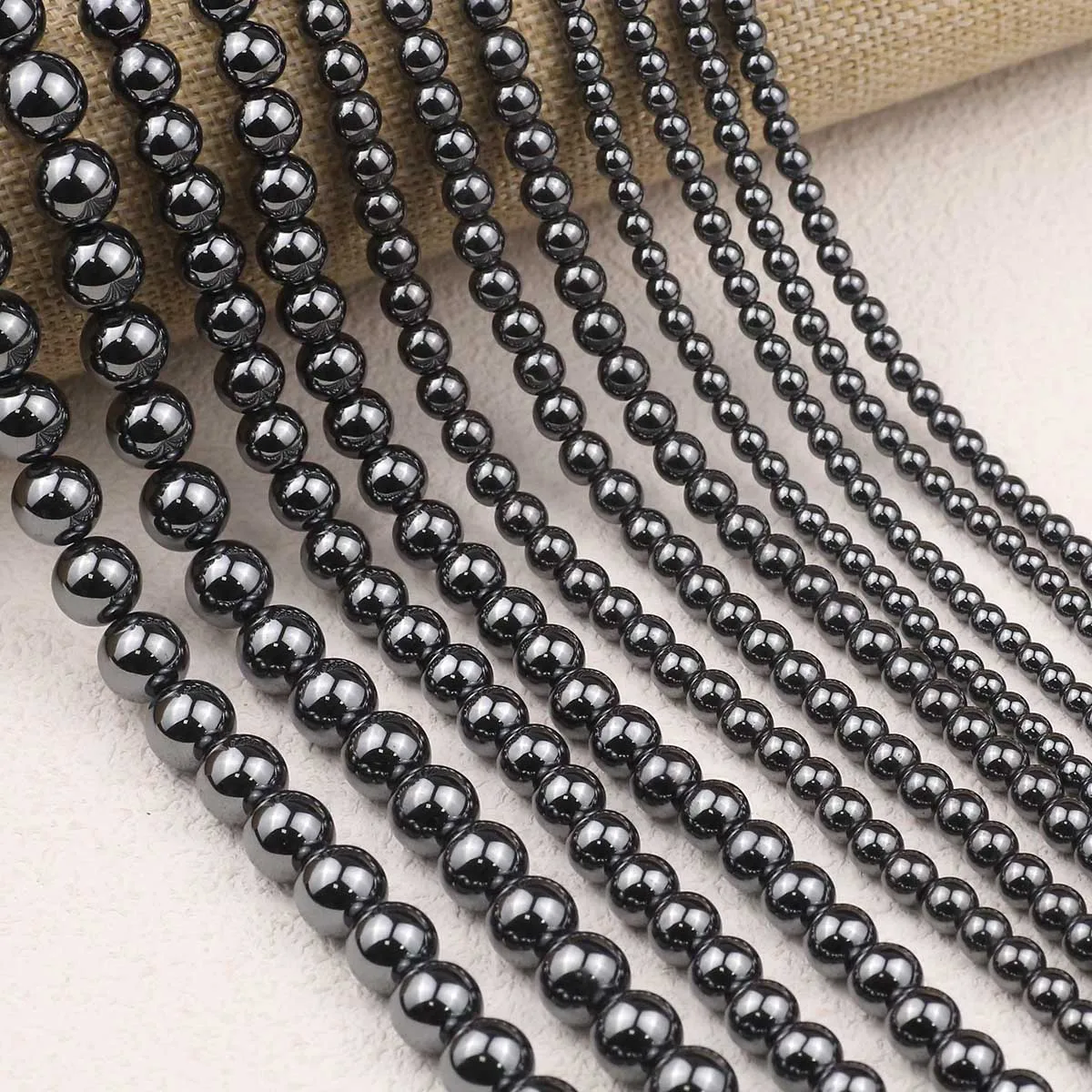 Round Black Hematite Natural Stone Spacers Loose Beads for Jewelry Making DIY Bracelet Necklace Accessories 2/3/4/6/8/10MM