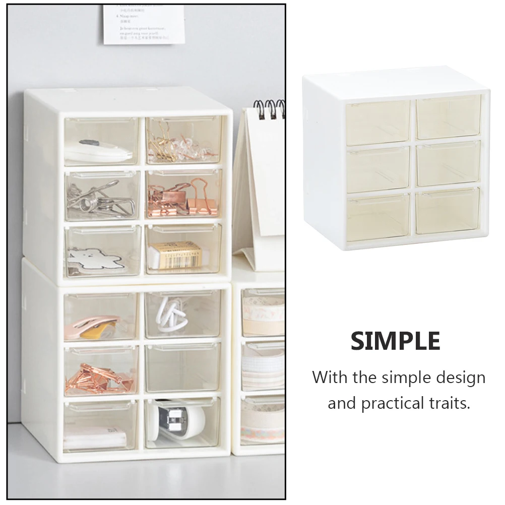 

Drawer Type Plastic Desktop Box White Large Capacity Multi-Grid Stationery Storage Case Visible Organizer Plastic Desktop Box