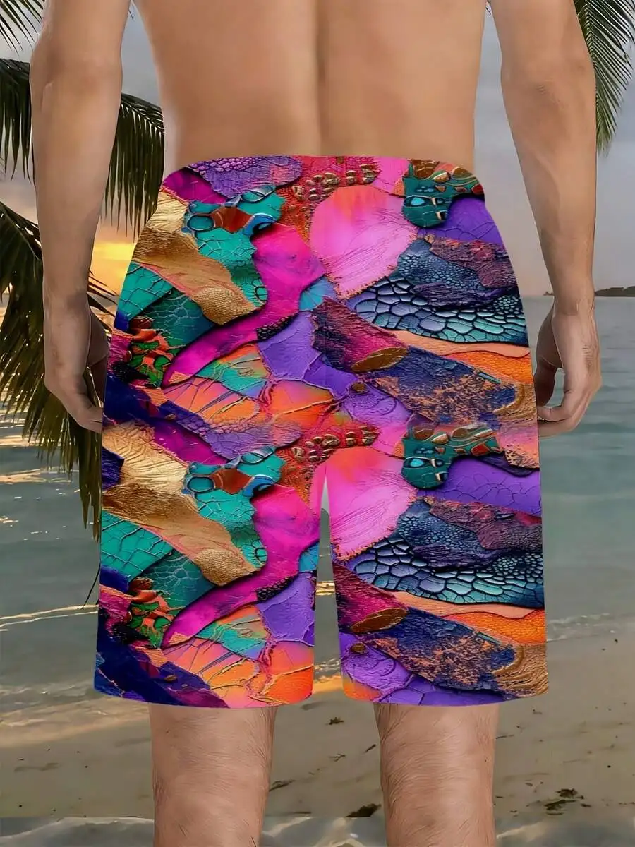 

Colorful Abstract Pattern Swim Shorts For Men Beach Vacation Summer Outdoor Activities